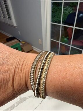Gold and Silver Multi-Row Crystal Wrap Bracelet